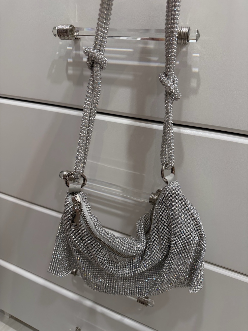 Silver Crystal Mesh Shoulder Bag - Picture 2 of 3